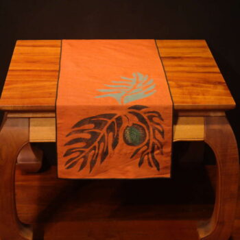 Breadfruit - 45" Handprinted Silk Table Runner by Artist Joan Blackshear