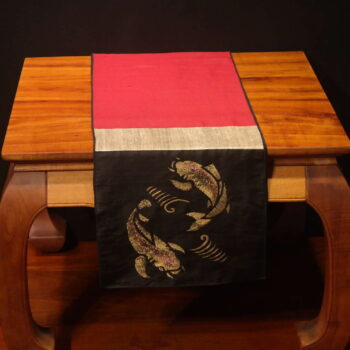 Koi Fish - 72" Handprinted Silk Table Runner by Artist Joan Blackshear