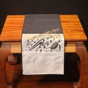 Seaturtle - 72" Handprinted Silk Table Runner by Artist Joan Blackshear