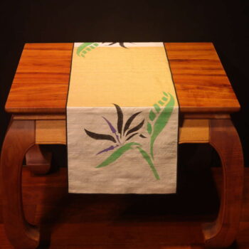 Bird Of Paradise - 45" Handprinted Silk Table Runner by Artist Joan Blackshear