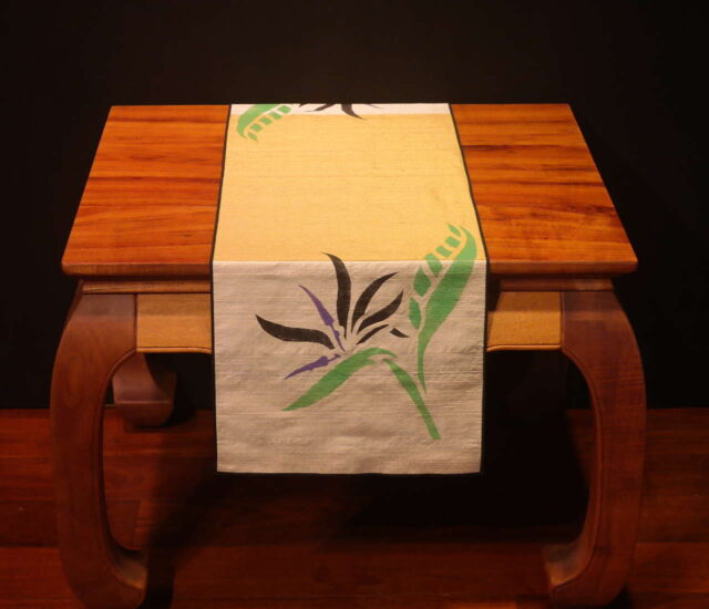 Bird Of Paradise - 45" Handprinted Silk Table Runner by Artist Joan Blackshear