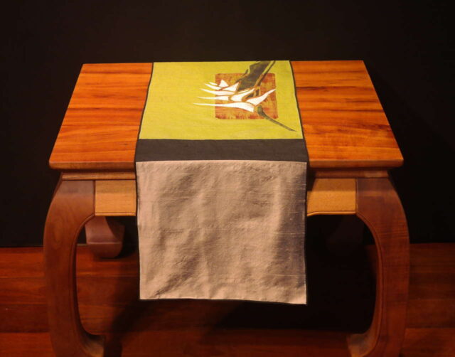 Heliconia - 72" Handprinted Silk Table Runner by Artist Joan Blackshear