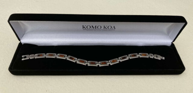 Koa and Titanium Link Bracelet by Artist Komo Koa