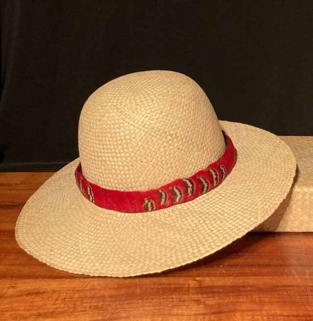 Red & Black Feather Hatband by Maui Feather Artists
