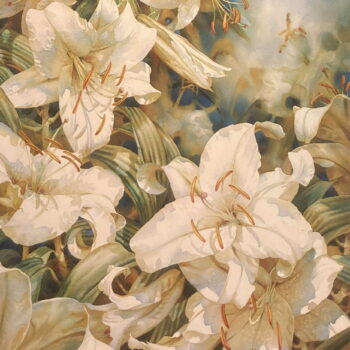 Casablanca Lilies Limited Golden Edition Giclee by Artist Darryl Trott