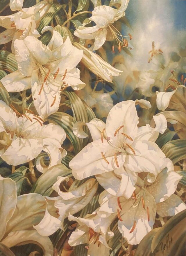 Casablanca Lilies Limited Golden Edition Giclee by Artist Darryl Trott